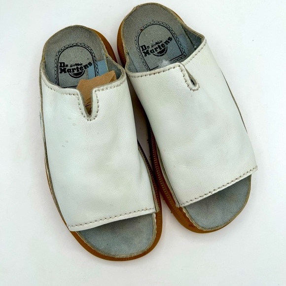 RARE Dr Martens Vintage Sandals White Leather Chunky Sole Slides Flower ENGLAND - Picture 5 of 16